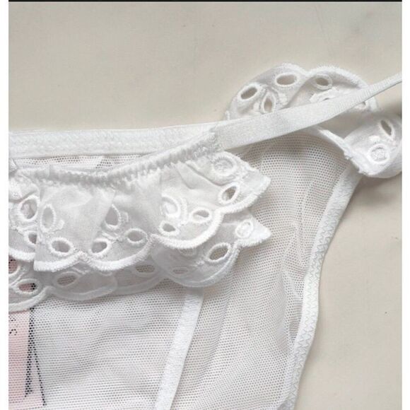 VICTORIA’S SECRET - NWT - L Sz L Dream Angels Sheer Eyelet-Trimmed String Bikini - Picture 9 of 14